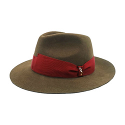 Medium Wing Drop Hat in Waterproof Wool Felt with Grosgrain Belt and Bow Jigen Pattern