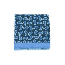 Scarf - Art. Cashmere Scarf with Pasley Design in Blue