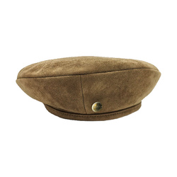 Soft beret in technical suede fabric with button Doria Model Lora